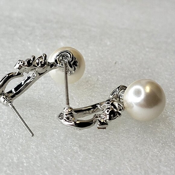Pearl Drop Earring with Crystals - Picture 6 of 12